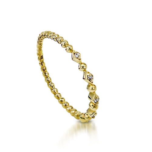 My Diamond Philippines Jewelry Store The Petite Bead ring is crafted in 14K Yellow Gold with 5 pieces of 0.03-carat diamonds in total weight and clarity grading of VS-SI1 and colors F to G.