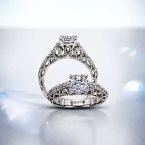 Round-Shaped Illusion Set Filigree Ring