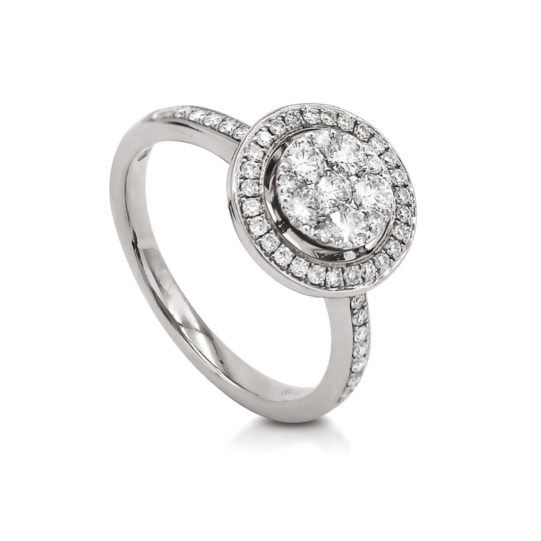Round-Shaped Illusion Setting Diamond Halo Ring