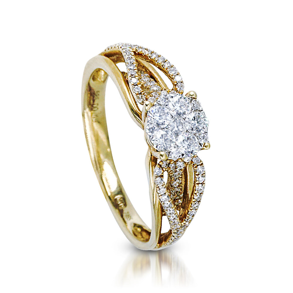 My_Diamond_Philippines_Round-Shaped_Illusion_Vintage_Style_Ring_Yellow_gold The Round-Shaped Illusion Vintage Style Ring is crafted with 14K yellow gold featuring 81 pieces of .49-carat diamonds 
