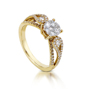 Round-Shaped Illusion Vintage Style Split Shank Ring