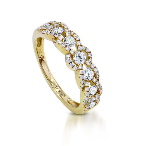 My_Diamond_Philippines_Vintage_Style_Half_Eternity_Knot_Diamond_Ring_Yellow_Gold Vintage Style Half Eternity Knot Ring is crafted with 14K yellow gold and features 3 pieces of 0.28-carat diamonds and 74 pieces of 0.51-carat diamonds in total weight with a clarity grading VS1-SI1 and combination of the colors F-G.