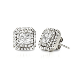 The Diamond-Shaped 2-Way Illusion Earrings Studs can be worn as a stud or drop earrings. It is crafted with 14K white gold that features 106 pieces of 0.95-carat diamonds with a clarity grading of VS-SI1 and in the colors F to G. Wedding Accessories for brides