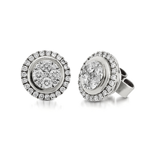 The Illusion Diamond Halo Stud Earrings are crafted with 14K white gold that features 64 pieces of 0.70-carat diamonds in total weight with a clarity grading of VS-SI1 and a combination of colors F-G. Inclusive of My Diamond Jewelry Box and Jewelry Certificate 