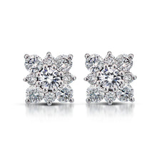 Load image into Gallery viewer, The Snowflake-shaped Illusion Stud Earrings is set in 14K white gold and features  2 pieces of 0.23-carat diamonds surrounded with 16 pieces of 0.59-carat diamonds with a clarity grading VS-SI1 in the color combination G to H.  Inclusive of My Diamond Jewelry Box and Jewelry Certificate The image shown may vary from actual product due to photo enhancement.
