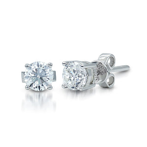 The Classic Solitaire Stud Earrings is crafted in 14K White Gold and each piece features 2 pieces round brilliant diamond each in size 4.3x4.3x2.6 with VS1-2 in clarity grading and in the color I. Total carat weight is 0.61ctw. Inclusive of My Diamond Jewelry Box and Jewelry Certificate 