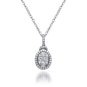 Oval-Shaped Halo Illusion Pendant