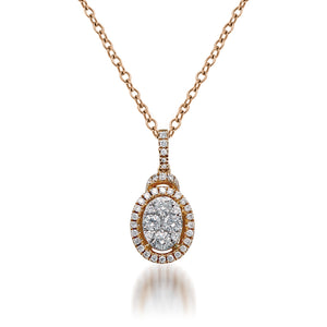 Oval-Shaped Halo Illusion Pendant