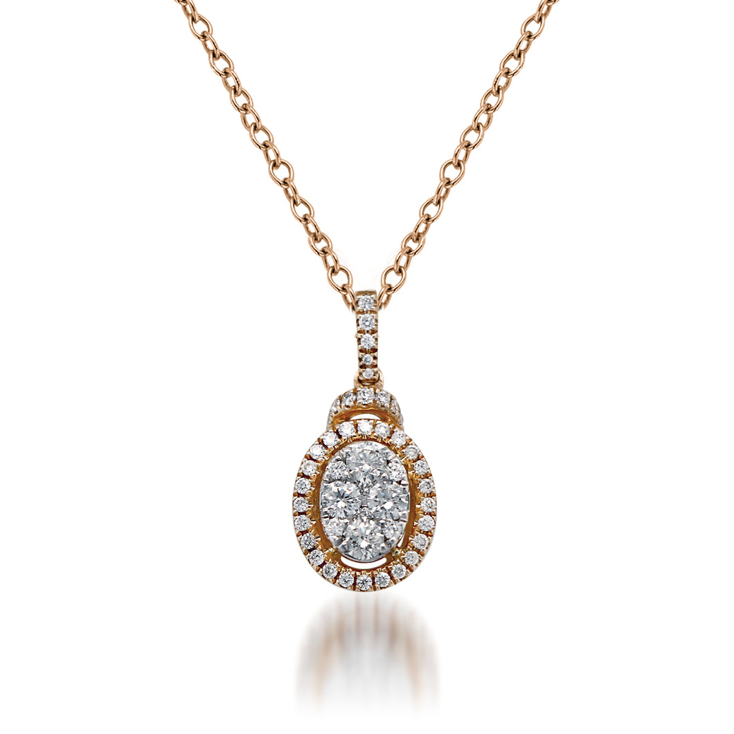 Oval-Shaped Halo Illusion Pendant